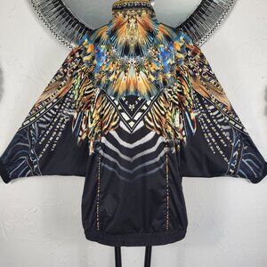 NWT~$600~CAMILLA~L/XL~BLACK LOST PARADISE ANIMAL PRINT WINDBREAKER COAT JACKET